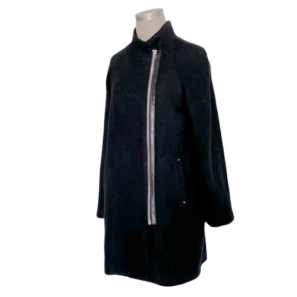 Women's Jacket MANGO Stylish Lightweight Black Front Zipped Coat Women Peacoat - Picture 6 of 9